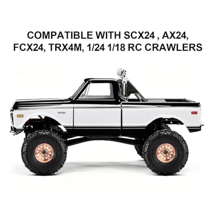 1.0" Beadlock Aluminum Wheels and 63mm Soft Rubber Tires | for SCX24, TRX4M, Ascent 18, FCX24, 1/18 1/24 RC Crawler, 7mm Hex, 0mm Offset, with Foam Inserts, (Bronze) - color: Bronze