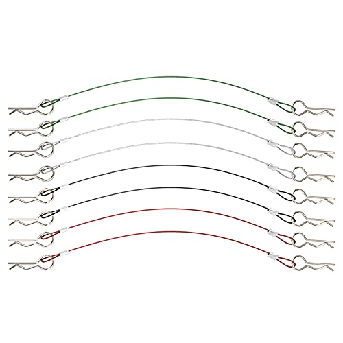 8Pcs ShareGoo Metal Clip R Pin Rod with Steel Anti-Lost Rope RC Body Shell Clip Wire Compatible with 1/8 1/10 Traxxas HSP Arrma Axial Redcat RC Car Truck Crawler (Multiple Colour)