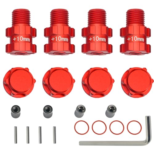 Rc Wheel Hex 10mm Extended Hub Drive 14mm to 17mm for Arrma 1/10 3S Senton/Granite/Vorteks/Infraction/Big Rock/Vendetta - color: Red