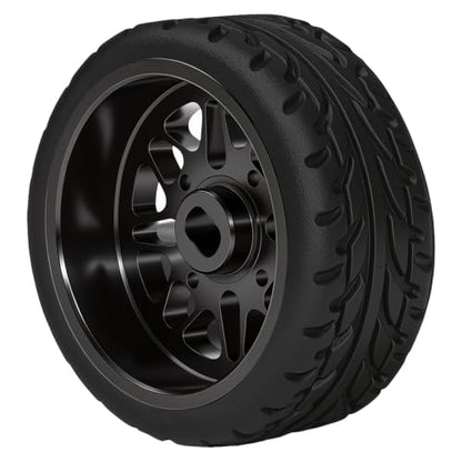 4Pcs 25mm Rc Drift Wheels & Logo Drift Car Tires for 1/24 1/28 Wltoys, [2N+2W] Aluminum Alloy Rims with High Grip Tires Simulated Tire Tread Racing Tyre for Mini-Q HGD1 Wltoys K969 K989 k929(Black) - color: 2.black