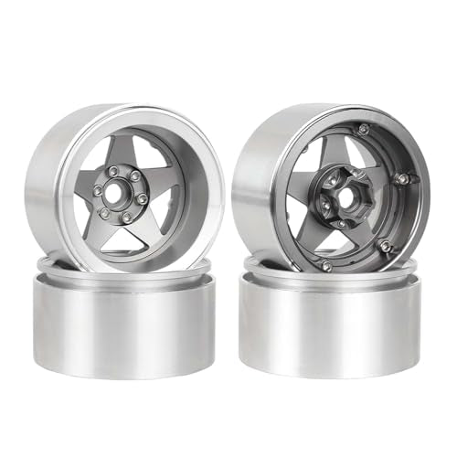 Aluminum 2.2" Beadlock Wheel Offset -10mm Metal Rims for SCX10 RR10 TRX4 VS4-10 Gen8 1/10 RC Crawler Car Upgrade Parts (5-Spoke, Gray) - color: 5-spoke, Gray