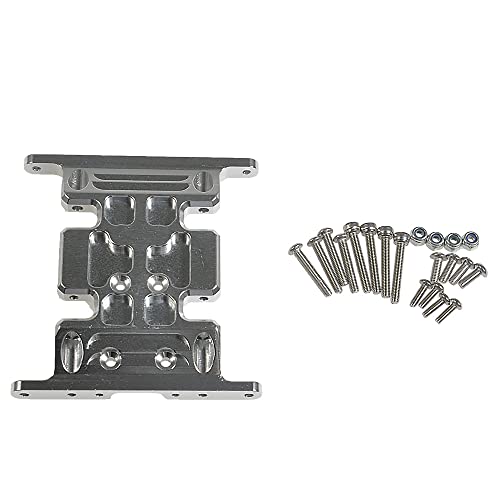RC Car Aluminum Alloy Center Transmission Skid Plate Mount Gearbox Mount Base Compatible with Axial SCX10 90047 Wrangler 1/10 RC Crawler Car Upgraded Parts (Silver) - color: Silver