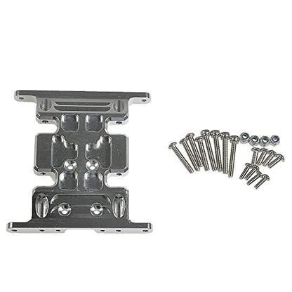 RC Car Aluminum Alloy Center Transmission Skid Plate Mount Gearbox Mount Base Compatible with Axial SCX10 90047 Wrangler 1/10 RC Crawler Car Upgraded Parts (Silver) - color: Silver