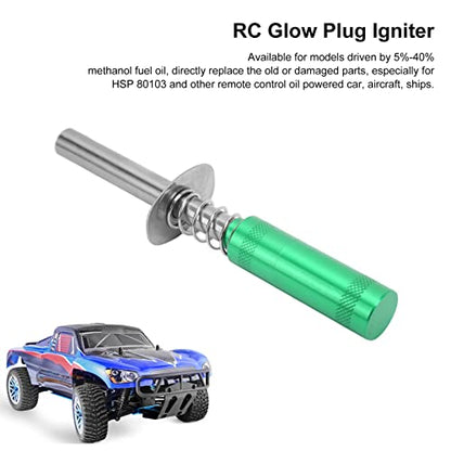 Glow Plug Igniter RC Starter Kit with N3 Glow Plug, RC Engine Igniter for Methanol Fuel Oil Powered Vehicles, Aluminum Alloy Glow Plug Starter for HSP 80103 RC Car, Aircraft, Ships (Green) - color: Green