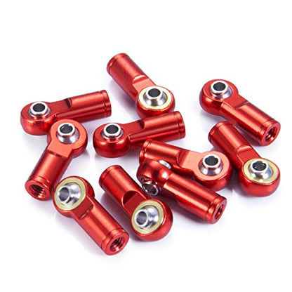 QUE-T 10Pcs Metal Left-Hand Thread Link Rod End M4 Ball Joint Head for RC Crawler Car Boat (Red) - color: Red