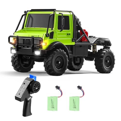 1/18 RC Semi-Truck, MN-333 Alloy Body RC Crawler for Hobby Gifts (Green) | 2.4G Remote Control Truck, 4WD Unimog Off-Road RC Truck, Controllable Lights, 2 Batteries, All-Terrain, RTR Transport Car - color: Green