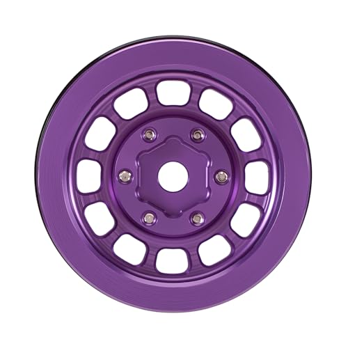 INJORA 1.0" Aluminum Beadlock Wheels 0mm Offset for 1/18 1/24 RC Crawler Upgrade, W1056(Purple) - color: Purple