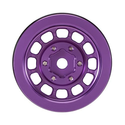 INJORA 1.0" Aluminum Beadlock Wheels 0mm Offset for 1/18 1/24 RC Crawler Upgrade, W1056(Purple) - color: Purple