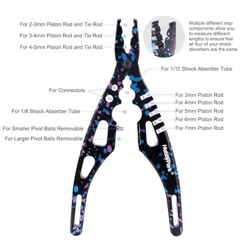 HobbyPark Multi-Function RC Shock Pliers Tool RC Shock Shaft & Tie Rod Clamp, Ball Link Remover for 1/8 1/10 RC Car Truck Crawler Buggy Drift (Graffiti Splash) - color: Graffiti Splash