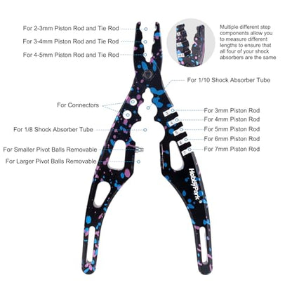 HobbyPark Multi-Function RC Shock Pliers Tool RC Shock Shaft & Tie Rod Clamp, Ball Link Remover for 1/8 1/10 RC Car Truck Crawler Buggy Drift (Graffiti Splash) - color: Graffiti Splash