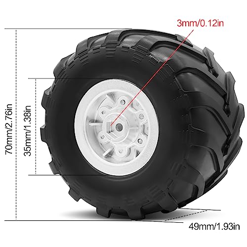 OGRC 1.0" Monster Truck Wheel Tires for SCX24 1/24 RC Crawler Car, 70*49mm | Monster Truck Wheel Rim Tires, M1 Compound, for FMS FCX24 SCX24 B17 Axial 1/24 RC Crawler, Silver - color: Silver