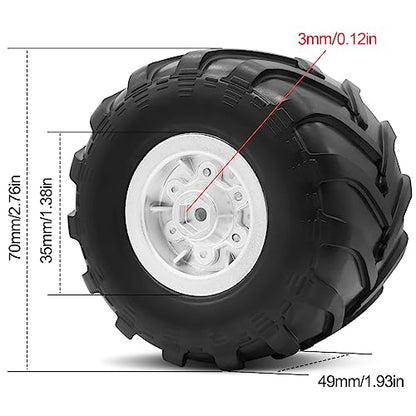 OGRC 1.0" Monster Truck Wheel Tires for SCX24 1/24 RC Crawler Car, 70*49mm | Monster Truck Wheel Rim Tires, M1 Compound, for FMS FCX24 SCX24 B17 Axial 1/24 RC Crawler, Silver - color: Silver