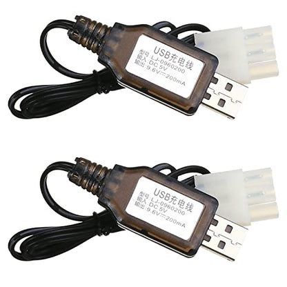 Aicosineg 2Pcs L6.2-3P USB Charging Cable for RC Car 9.6V 200mA Ni-MH Ni-CD Battery