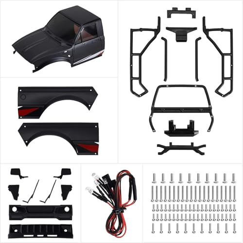 RC Upgrade Accessories for TRX4M for Defender for Bronco 1/18 IR60 for Pickup Hard Body Shell with Bed Rack RC Crawler Car Accessories Modification RC Car Parts(Black) - size: Black