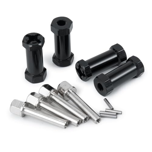 RC 12mm Wheel Hex Drive Hubs Combiner Coupler Aluminum 15mm/20mm/25mm/30mm Offset Extension Longer Combiner Drive Adapter for 1/10 Axial SCX10 Wraith RC Car Upgrade Parts (Black - 30mm) - color: Black - 30mm