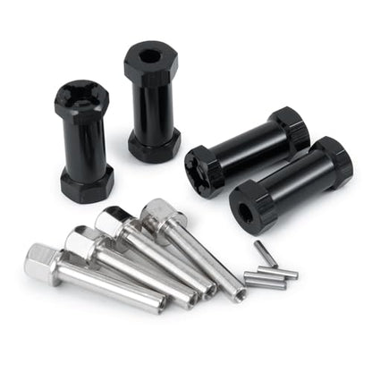 RC 12mm Wheel Hex Drive Hubs Combiner Coupler Aluminum 15mm/20mm/25mm/30mm Offset Extension Longer Combiner Drive Adapter for 1/10 Axial SCX10 Wraith RC Car Upgrade Parts (Black - 30mm) - color: Black - 30mm