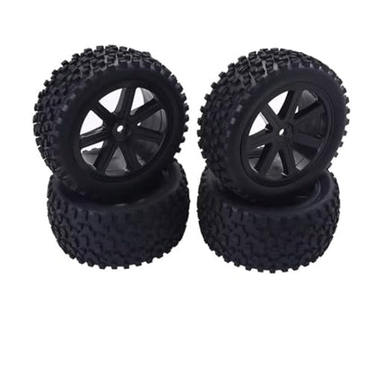 Compatible with Redcat for HPI for Traxxas 1/10 RC Off Road for Buggy Car Black Front Rear Tires Wheels Set 12mm Hex Hubs Foam Inserts RC Car Accessories