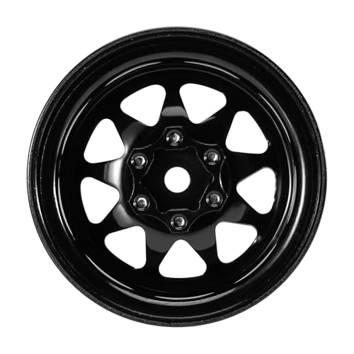 INJORA -4.05mm Offset Stamped Steel 1.3" Wheels for 1/24 1/18 RC (Black) - color: Black