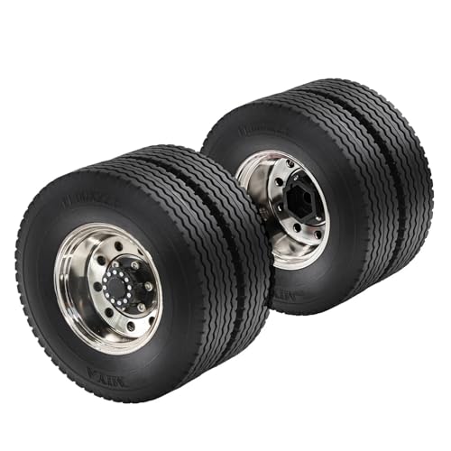RC Repairs Models For Tamiya For Scania For Volvo For Actros For Man 1/14 Wheel Drive/Bearing Hub Rim Double Wheels Set RC Trailer Tractor Truck Car(2 Front and 2 Rear) - size: 2 Front and 2 Rear