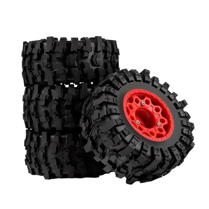 Plastic RC Short Course Truck Wheels and Rubber Tires & 12MM 14MM 17MM Hex Kit for 1/10 Arrma Senton Slash 4×4 2WD for Axial Losi Series Upgrade Part Red - color: Red