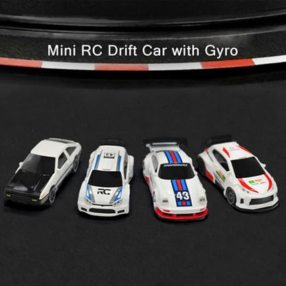 RC Drift Car - 1:43 Remote Control Car 2.4GHz Mini Drift Cars Racing High Speed Drift Car Model with LED Lights for RC Toys Gift (4306Silver, Gyro) - color: 4306silver, size: Gyro