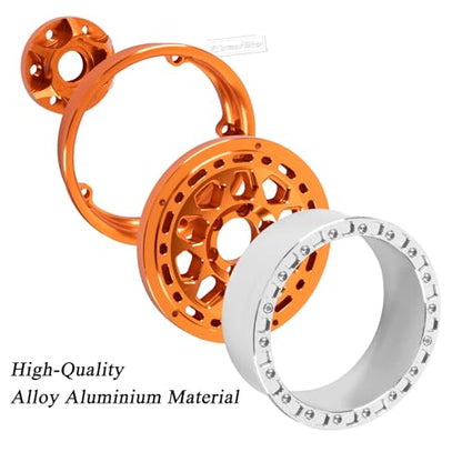 RC Alloy 2.2 Beadlock Wheels for 1/10 SCX10 Capra AMG 6x6 TRX4 Red cat Gen8 Everest Gen7 Pro RC Crawler,Alunium 2.2 Beadlock rc Wheels 2.2 Beadlock Rims,4pcs,Orange - color: Orange(4pcs)