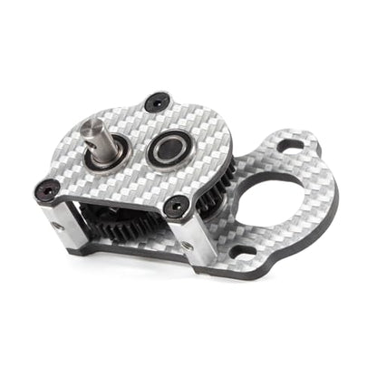 Performance Carbon Fiber Portal Transmission Gearbox for 1/10 RC Crawlers | 3:1 Gear Ratio, 36T 48P Spur Gear, White Carbon Case, Titanium Output Shafts, with Aluminum Axial 3 Gear Adapter Plate
