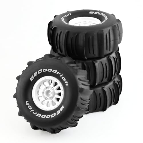 1/7 1/8 RC Short Course Truck Car Tires and Wheels Rims 17mm Hex Snow Sand Buggy Desert Tyres with Foam Insert for 1:7 Scale RC Off Road Truck Car TRAXXAS UDR 85086-4 4Pcs (A White) - color: A White