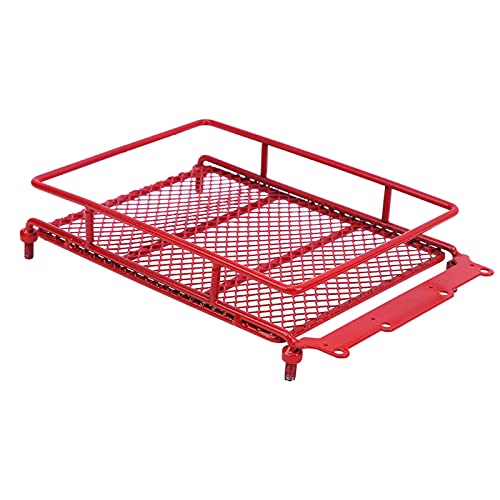 Metal Roof Rack Luggage Carrier with LED Light for MN12 MN90 RC Crawler, Customizable Red Aluminum Alloy Trail Rigging Gear Accessory - color: Red