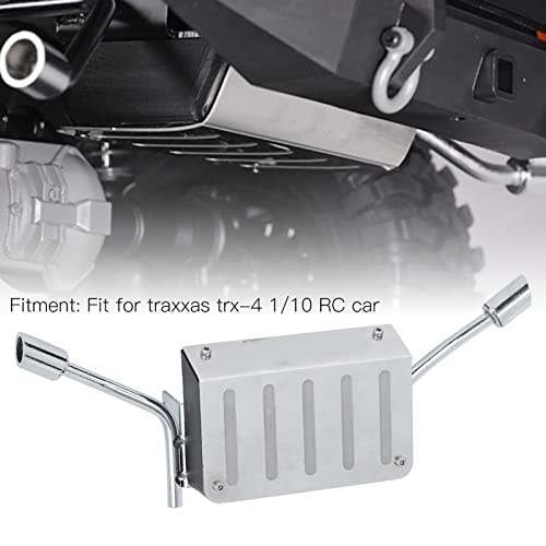 Fuel Tank Exhaust Pipe Replacement Accessory Compatible with Traxxas TRX-4 1/10 RC Car – Stainless Steel & Plastic Simulation Exhaust Pipe Kit with Screws