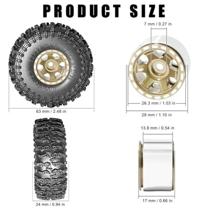 1.0 Beadlock Wheel Soft Tire Set RC Upgrade Part for Traxxas 1/18 TRX4M 1/24 RC Crawlers car Axial SCX24 FMS FCX24 Gladiator Bronco C10 JLU Deadbolt B17 Upgrade.(4Pcs/Set) - color: Coffee