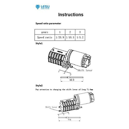 TOUCAN RC HOBBY LESU 3Grade High Torque Gear Box Transmission A 1/14 RC for Tamiya Tractor Truck - size: F-5021-A