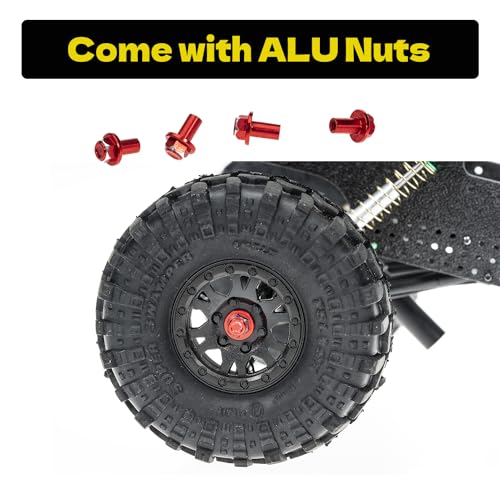 Hex Wheel hubs Extension kit +5mm for SCX24 AX24, Brass Extended Hex Hub Wheel Spacers, Upgrades Parts for SCX24 Bronco Deadbolt JLU C10 AX24, 1/24 RC Crawler Car Upgrades Accessories (Red) - color: Red