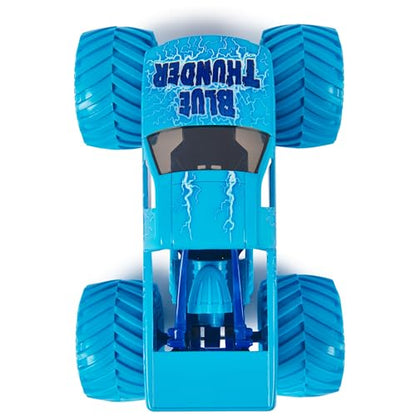 Monster Jam Blue Thunder Monster Truck- New 2024 Aqua Color Scheme - 1:24 Scale Die-Cast Vehicle-Chrome Rims and BKT Tread Tires for Use in All Playsets-Collectible for Fans & Birthday Parties