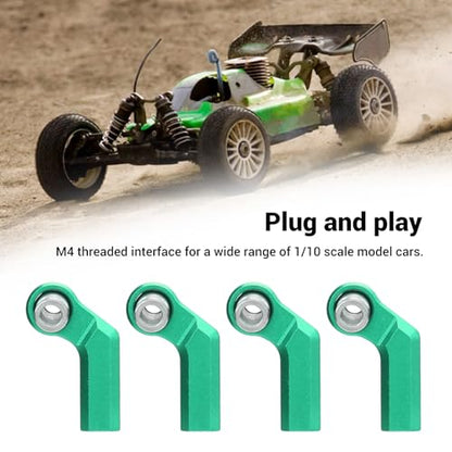 4 Set RC Link Rod End Alloy M4 Curved CW 7mm Ball Joint Head, Wireless Remote Control Car Tie Rod End with Standard M4 Thread, Replacement Part for 1/10 Scale Model (Green) - color: Green