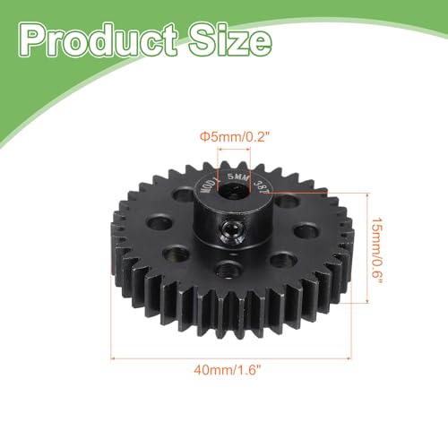 MECCANIXITY Steel M1 Gear Set 38T 5mm Shaft Motor Gears for RC Vehicles Truck Drift Car Part, Black - size: 38T