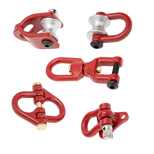Metal Tow Hook Recovery Shackle Winch Pulley Ring Buckle Rescue Hook Horseshoe Buckle Compatible with 1/10 AXIAL SCX10 Wraith Capra TRX4 TRX6 D90 Redcat MST RC Car（Red） - color: Red