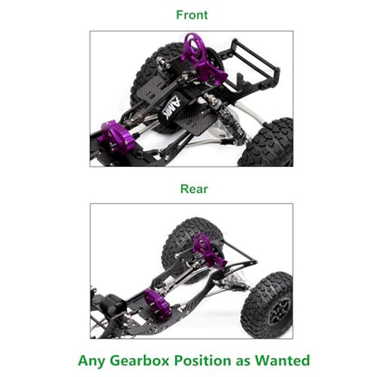 AMK 1/10 Transmission 30% OD Transfer Case Forward Motor Mount with Delrin Spur Gear for 1/10 RC Crawler Axial SCX10 II Element Enduro DIY LCG Chassis SCX10 Upgrades (Purple) - color: Purple