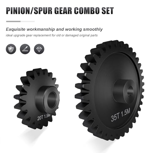 Main Gear 30T M1.5 Shaft with Bearing 45# Steel D-Shaped Hole Spur Gear with 25T Pinon Gear for TRAXXAS-1/5 X-MAXX 6S/8S Monster Truck and 1/6 4WD XRT 8S-78086-4, 1.5 Mod Large Transmission Gear Part - style: 25T + 30T