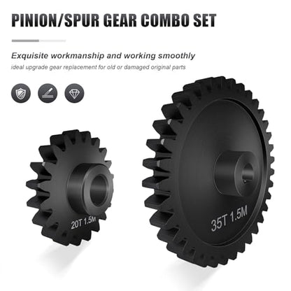 Main Gear 30T M1.5 Shaft with Bearing 45# Steel D-Shaped Hole Spur Gear with 25T Pinon Gear for TRAXXAS-1/5 X-MAXX 6S/8S Monster Truck and 1/6 4WD XRT 8S-78086-4, 1.5 Mod Large Transmission Gear Part - style: 25T + 30T