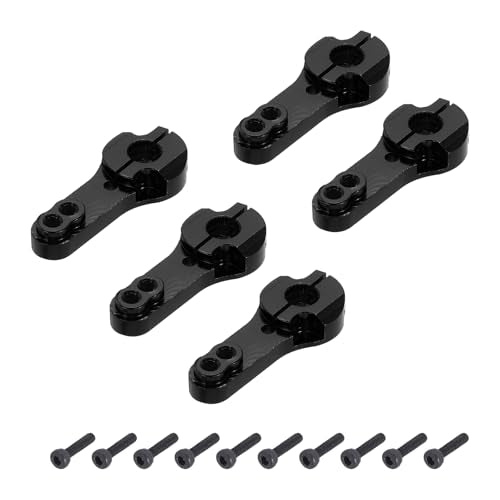 MECCANIXITY 5 Pcs Aluminum Servo Horn 25T Steering Arm 35mm Length Black Suitable for DIY RC Car/Boat/Airplanes Boat Model Accessories with 2 Pcs Screws - color: Black