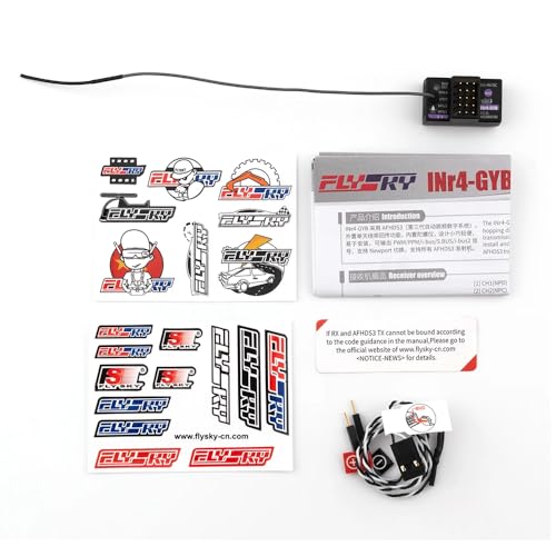 GoolRC Flysky INr4-GYB Receiver, 2.4GHz 4 Channels AFHDS 3 Receiver Single Antenna PWM/PPM/i-BUS2/S.Bus/i-Bus Data Output Compatible with Flysky Noble NB4+ NB4 Pro+ RC Transmitter for RC Car Boat
