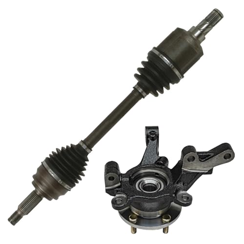 Detroit Axle - Front Left Steering Knuckle and Wheel Hub Bearing CV Axle | Shaft Assembly Replacement for Rear Drum 2007-2011 Dodge Caliber - 2pc Set - size: 2UX47814/Pair