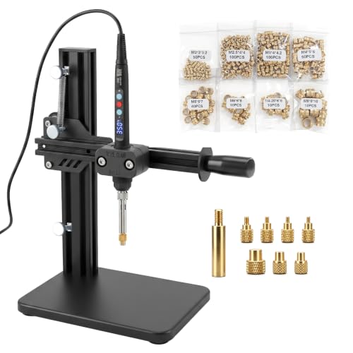 Heat Set Insert Tool with 370PCS Threaded Inserts Brass Inserts 3D Printing,Heat Set Insert tip for Thread Knurled Nut M2/M3/M4/M5/M6(1/4)/M8 - color: ZW12+