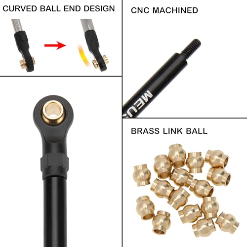 MEUS RACING TRX4M Links Aluminum High Clearance Links Set for Traxxas 1/18 TRX4M K10 High Trail F150 RC Crawler (Black,K10 High Trail F150)