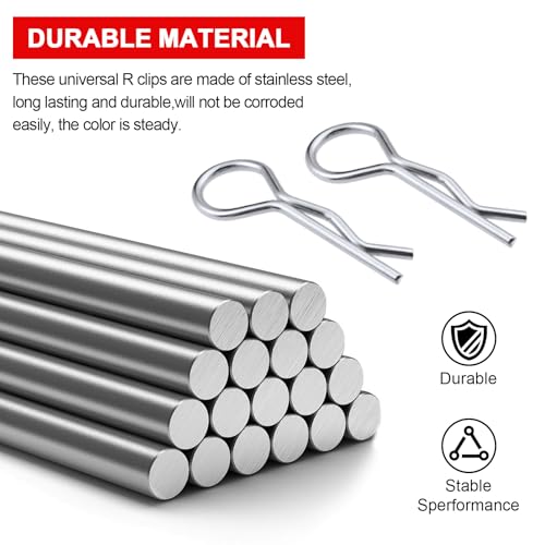 50-Pack HobbyPark Metal 1/12 1/10 Body Clips Bent Springy R Pins Medium Replacement Parts for RC Car Truck Crawler Buggy