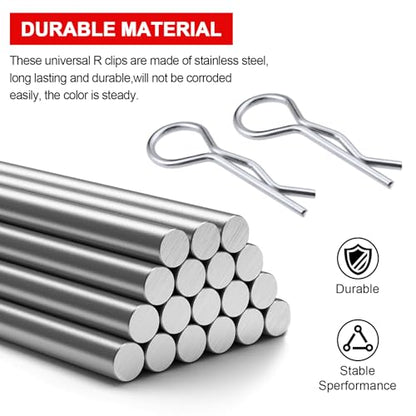 50-Pack HobbyPark Metal 1/12 1/10 Body Clips Bent Springy R Pins Medium Replacement Parts for RC Car Truck Crawler Buggy