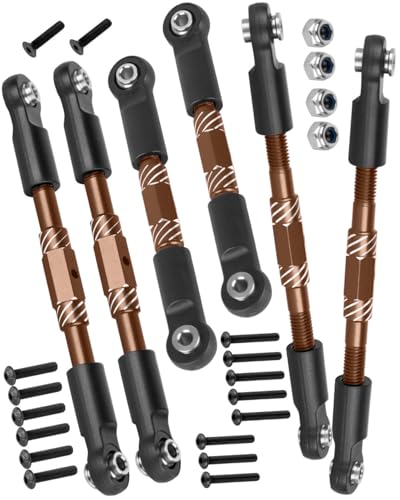RC Aluminum Turnbuckles Camber Links Upgrades Part for 1/10 Slash/Rustler/Stampede/Hoss,1/8 Jato 4X4 4WD VXL,Turnbuckles Camber Links Hops Up,Bronze (#9027#9028#9029) - color: Bronze-(for 1/10）