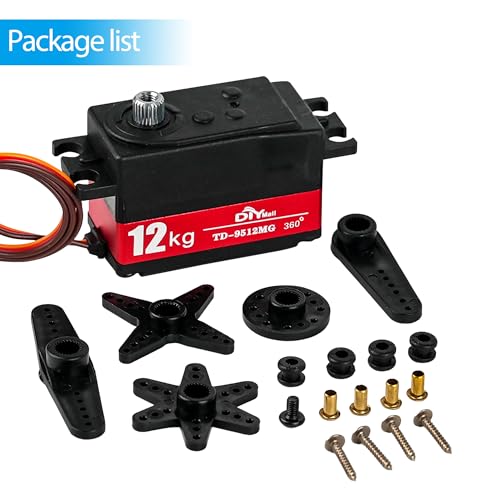 TD-9512 12kg Low Profile Waterproof Servo 360 Degree High Continuous Rotation Servo High Performance Metal Gear for 1/10 Scale RC Drift Cars Robots Planes - size: Semi-metal 360°