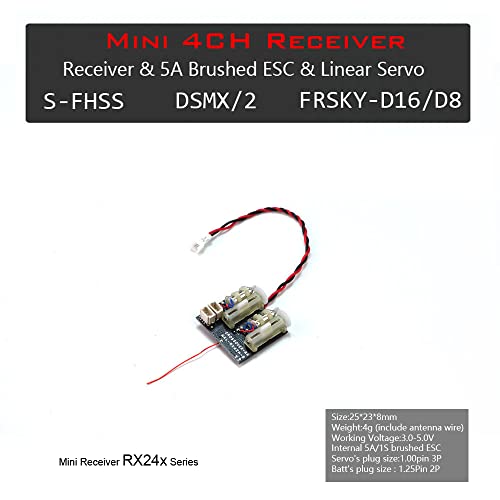 2.4G 4CH/5CH/6CH/7CH Mini Receiver Support DSM2/ DSMX Protocol Built-in Brushed /Brushless ESC Regulator (RX244)